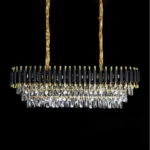 ⁦نجف مودرن مستطيل اسود مع ذهبي E14 قطر 100*35 سم⁩ - الصورة ⁦2⁩