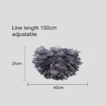 ⁦نجف مودرن ريش رمادي قطر 40 مفرد E27*1L سم⁩ - الصورة ⁦3⁩