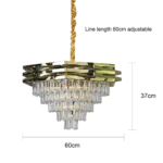 ⁦نجف علاقي كريستال ذهبي E14*9L مقاس 60 سم⁩ - الصورة ⁦4⁩