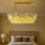 نجف كريستال ذهبي E14*10L قطر 800*300 ملم