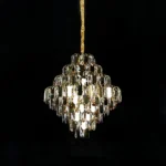 ⁦نجف علاقي كريستال ذهبي قطر 60 سم E14⁩ - الصورة ⁦2⁩