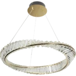 ⁦ثريا هيمن مودرن ذهبي مع لون الانارة 3اضاءات متغيرة متغيرة ( شمسي مع اصفر مع ابيض ) قطر 60 سم⁩ - الصورة ⁦2⁩