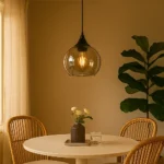 ⁦علاقي مودرن اسود مع رمادي E27*1L قطر 15 سم⁩ - الصورة ⁦3⁩