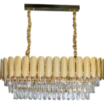 ⁦نجف كريستالي مودرن ذهبي حجم 300*800 ملم و قاعدة لمبة E14*10⁩ - الصورة ⁦2⁩