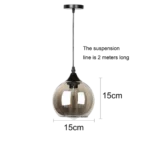 ⁦علاقي مودرن اسود مع رمادي E27*1L قطر 15 سم⁩ - الصورة ⁦4⁩