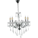 ⁦نجف مودرن شمعدان كرستالات براق جرم فضي مع شفاف قاعدة لمبة E14*5 خماسي⁩ - الصورة ⁦3⁩