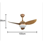 ⁦مروحة سقف مودرن خشبي بإضاءة 3 اللوان متعددة LED وريموت كنترول⁩ - الصورة ⁦3⁩