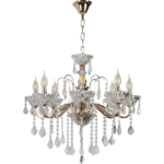 ⁦نجف مودرن شمعدان ذهبي + فضيE14*8⁩ - الصورة ⁦2⁩