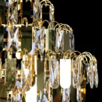 ⁦نجف علاقي كريستال ذهبي قطر 60 سم E14⁩ - الصورة ⁦4⁩