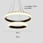 ⁦نجف مودرن اسود لون الانارة 3 اضاءات 125 واط مقاس 40+60 ملم⁩ - الصورة ⁦2⁩