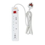 ⁦توصيلة 3 مداخل افياش طول السلك 3 متر مع مدخلين USB مع منفذ Type-C توفل⁩ - الصورة ⁦3⁩