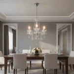 نجف مودرن شمعدان فضي مع شفاف E14*3