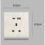 ⁦فيش ثلاثي مع منفذ يو اس بي USB مع تايب سي TYPE-C لون بيانو لولي⁩ - الصورة ⁦2⁩