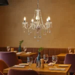 نجف مودرن شمعدان فضي مع شفاف E14*5