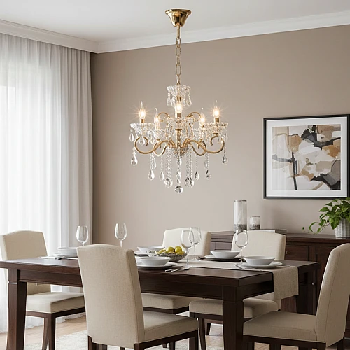 Ff9DJAqkWvC4kz26PNuYMVs1J2RGnQ-500x500 نجف مودرن شمعدان ذهبي + فضيE14*5 - الصورة 1