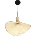 ⁦ثريا حبال علاقي مفرد ذهبي بتصميم قشة جميل وحديث واضاءة أنيقة وفاخرة قاعدة بيضاء. مقاس 40 سم⁩ - الصورة ⁦5⁩