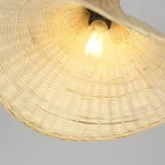 ⁦ثريا حبال علاقي مفرد ذهبي بتصميم قشة جميل وحديث واضاءة أنيقة وفاخرة قاعدة بيضاء. مقاس 40 سم⁩ - الصورة ⁦3⁩