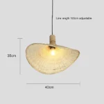 ⁦ثريا حبال علاقي مفرد ذهبي بتصميم قشة جميل وحديث واضاءة أنيقة وفاخرة قاعدة بيضاء. مقاس 40 سم⁩ - الصورة ⁦6⁩