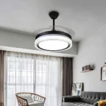 مروحة السقف القابلة للطي اسود لون الانارة 3اضاءات 50 سم