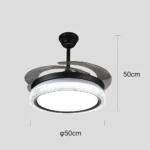 ⁦مروحة السقف القابلة للطي اسود لون الانارة 3اضاءات 50 سم⁩ - الصورة ⁦3⁩