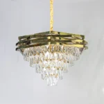 ⁦نجف شيمر معلق كريستال ذهبي مقاس 60 سم قاعدة E14⁩ - الصورة ⁦3⁩