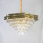 ⁦نجف شيمر معلق كريستال ذهبي مقاس 60 سم قاعدة E14⁩ - الصورة ⁦5⁩