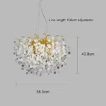 ⁦نجف مودرن شكل ذهبي مع عسلي شفاف يجمع بين الأناقة والأصالة 10 لمبات E14. مقاس 60 سم⁩ - الصورة ⁦3⁩