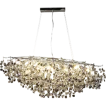 ⁦نجف مودرن قطر 120 سم فضي مع شفاف مع رمادي E14*13 لمبة⁩ - الصورة ⁦2⁩