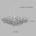 ⁦نجف مودرن قطر 120 سم فضي مع شفاف مع رمادي E14*13 لمبة⁩ - الصورة ⁦3⁩