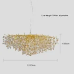 ⁦نجف مودرن شكل ذهبي شفاف عسلي تصميم فاخر وعصري E14*13L طول 120 سم⁩ - الصورة ⁦2⁩