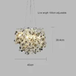 ⁦نجف مودرن فضي مع شفاف مع رمادي E14*6 قطر 45 سم⁩ - الصورة ⁦3⁩