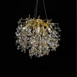 ⁦ثريا مودرن تصميم بلمسه ذهبي ه شفاف عسلي إضاءة راقيه E14*6L قطر 45 سم⁩ - الصورة ⁦3⁩