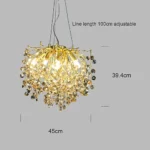 ⁦ثريا مودرن تصميم بلمسه ذهبي ه شفاف عسلي إضاءة راقيه E14*6L قطر 45 سم⁩ - الصورة ⁦4⁩