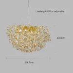 ⁦نجفة مودرن لون الشكل ذهبي شفاف عسلي قطر 80 سم إضاءة سقف مودرن فاخرة وراقية وتصميم مميز وفريد.⁩ - الصورة ⁦5⁩