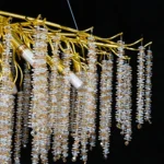 ⁦نجف مودرن 1200 ذهبي مع شفاف مع عسلي E14*16 لمبة⁩ - الصورة ⁦5⁩