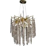 ⁦نجف مودرن شكل ذهبي شفاف عسلي تصميم راقي وفاخر E14*6 لمبة⁩ - الصورة ⁦2⁩