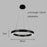 ⁦علاقي مودرن قاعدة واحدة اسود لون الانارة اصفر 48 واط قطر 60 سم⁩ - الصورة ⁦2⁩