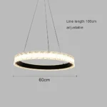 ⁦نجف مودرن اسود لون الانارة 3 اضاءات 75 واط قطر 60 سم⁩ - الصورة ⁦3⁩