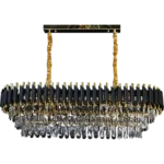 ⁦نجف مودرن مستطيل اسود مع ذهبي E14 قطر 100*35 سم⁩ - الصورة ⁦5⁩