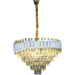 ⁦نجف كريستال لون الشكل ابيض مع ذهبي تصميم أنيق وراقي قطر 60 سم⁩ - الصورة ⁦4⁩