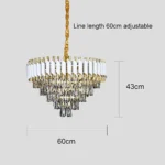 ⁦نجف كريستال لون الشكل ابيض مع ذهبي تصميم أنيق وراقي قطر 60 سم⁩ - الصورة ⁦5⁩