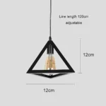 ⁦إنارة معلقة شكل مثلث خامة استيل قوية لون اسود فاخر بتصميم عصري⁩ - الصورة ⁦6⁩