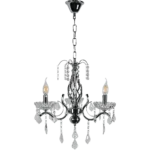 ⁦نجف مودرن شمعدان فضي مع شفاف E14*3⁩ - الصورة ⁦2⁩