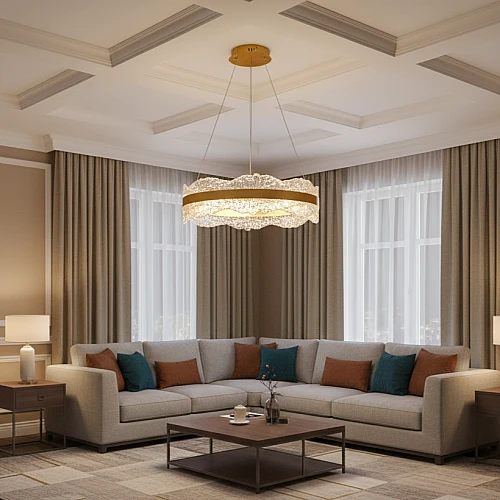 Il4IrfJ3behHWJF5kuY57rBQ654fd0-500x500 نجف مودرن ذهبي لون الانارة 3 اضاءات 85 واط مقاس 600 ملم - الصورة 1