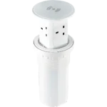 ⁦منفذ فيش غاطس مكتبي منبثق مع شاحن لاسلكي بـ 3 مقابس و USB A + Type-C ابيض توفل⁩ - الصورة ⁦2⁩