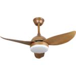 ⁦مروحة سقف مودرن خشبي بإضاءة 3 اللوان متعددة LED وريموت كنترول⁩ - الصورة ⁦3⁩