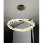 ⁦ثريا هيمن مودرن ذهبي مع لون الانارة 3اضاءات متغيرة متغيرة ( شمسي مع اصفر مع ابيض ) قطر 60 سم⁩ - الصورة ⁦3⁩