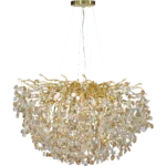 ⁦نجفة مودرن لون الشكل ذهبي شفاف عسلي قطر 80 سم إضاءة سقف مودرن فاخرة وراقية وتصميم مميز وفريد.⁩ - الصورة ⁦3⁩