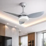 مروحة سقف مودرن رمادي بإضاءة LED ذكية وريموت تحكم - 3 ألوان إنارة متغيرة