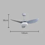 ⁦مروحة سقف مودرن رمادي بإضاءة LED ذكية وريموت تحكم - 3 ألوان إنارة متغيرة⁩ - الصورة ⁦2⁩